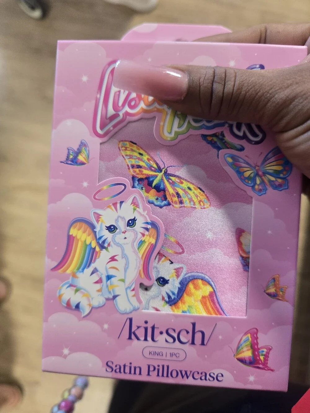Brand New Kitsch Lisa Frank Pink Unicorn Satin Pillowcase with Rainbow Motifs